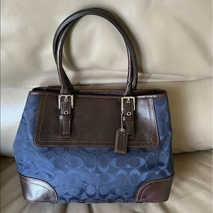 Authentic Signature Jacquard Hampton Satchel Handbag